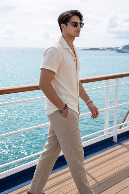 Men's Textured Summer Set | Men's Co-Ord | Relaxed Trousers | Steven & Levon