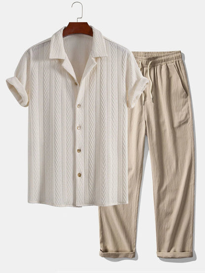 Men's Textured Summer Set | Men's Co-Ord | Relaxed Trousers | Steven & Levon