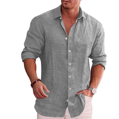 Men's Turn-Down Collar Linen Shirt | Men | Casual Button-Up Summer Shirt | Relaxed Fit | Steven & Levon