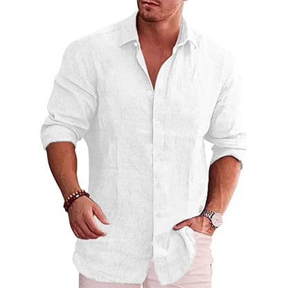 Men's Turn-Down Collar Linen Shirt | Men | Casual Button-Up Summer Shirt | Relaxed Fit | Steven & Levon