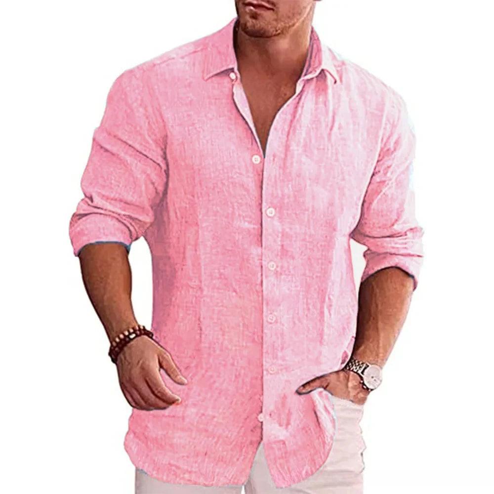Men's Turn-Down Collar Linen Shirt | Men | Casual Button-Up Summer Shirt | Relaxed Fit | Steven & Levon