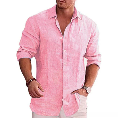 Men's Turn-Down Collar Linen Shirt | Men | Casual Button-Up Summer Shirt | Relaxed Fit | Steven & Levon