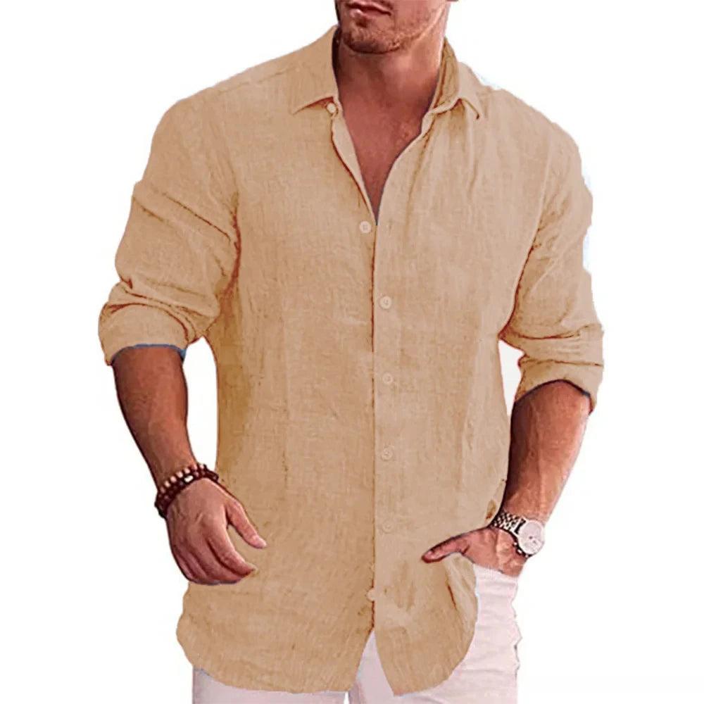 Men's Turn-Down Collar Linen Shirt | Men | Casual Button-Up Summer Shirt | Relaxed Fit | Steven & Levon