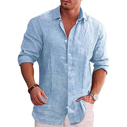 Men's Turn-Down Collar Linen Shirt | Men | Casual Button-Up Summer Shirt | Relaxed Fit | Steven & Levon