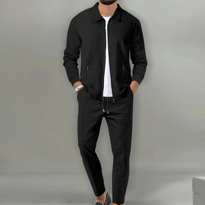 Men’s Zip-Up Two Piece Set | Men | Soft Stretch Fabric | Modern Casual Co-Ord Suit | Zipper Closure | Steven & Levon