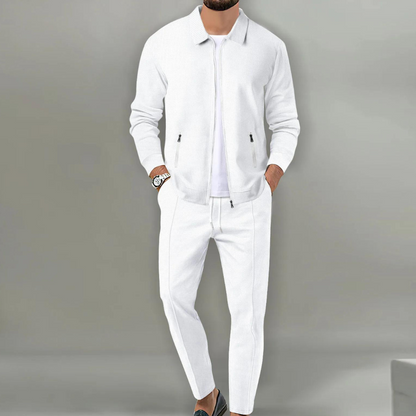 Men’s Zip-Up Two Piece Set | Men | Soft Stretch Fabric | Modern Casual Co-Ord Suit | Zipper Closure | Steven & Levon