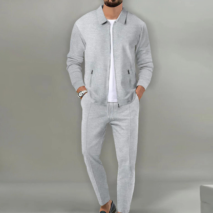 Men’s Zip-Up Two Piece Set | Men | Soft Stretch Fabric | Modern Casual Co-Ord Suit | Zipper Closure | Steven & Levon