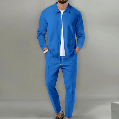 Men’s Zip-Up Two Piece Set | Men | Soft Stretch Fabric | Modern Casual Co-Ord Suit | Zipper Closure | Steven & Levon
