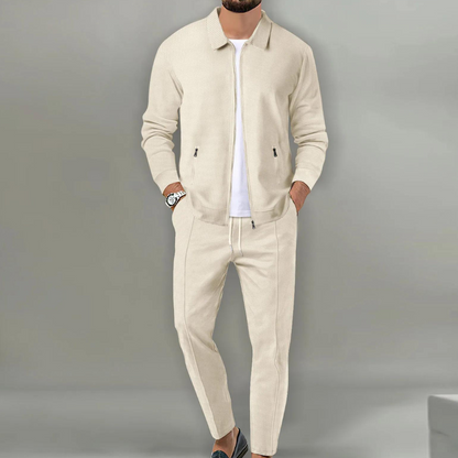 Men’s Zip-Up Two Piece Set | Men | Soft Stretch Fabric | Modern Casual Co-Ord Suit | Zipper Closure | Steven & Levon