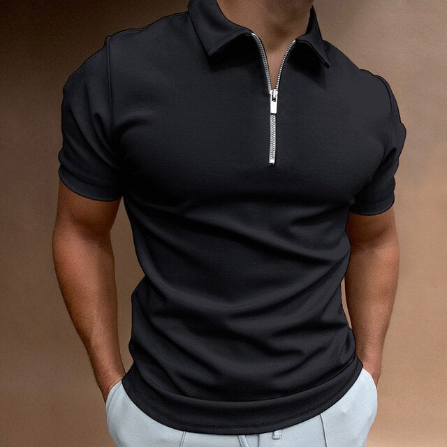 Men's Zippered Polo Shirt | Men | Casual Polo Top | Short Sleeve | Steven & Levon
