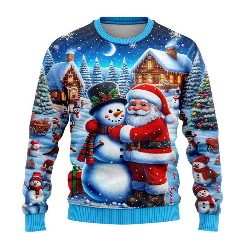 3D Snowman & Santa Sweatshirt | Unisex Polyester Festive Pullover | Steven & Levon