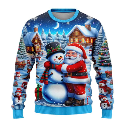 3D Snowman & Santa Sweatshirt | Unisex Polyester Festive Pullover | Steven & Levon