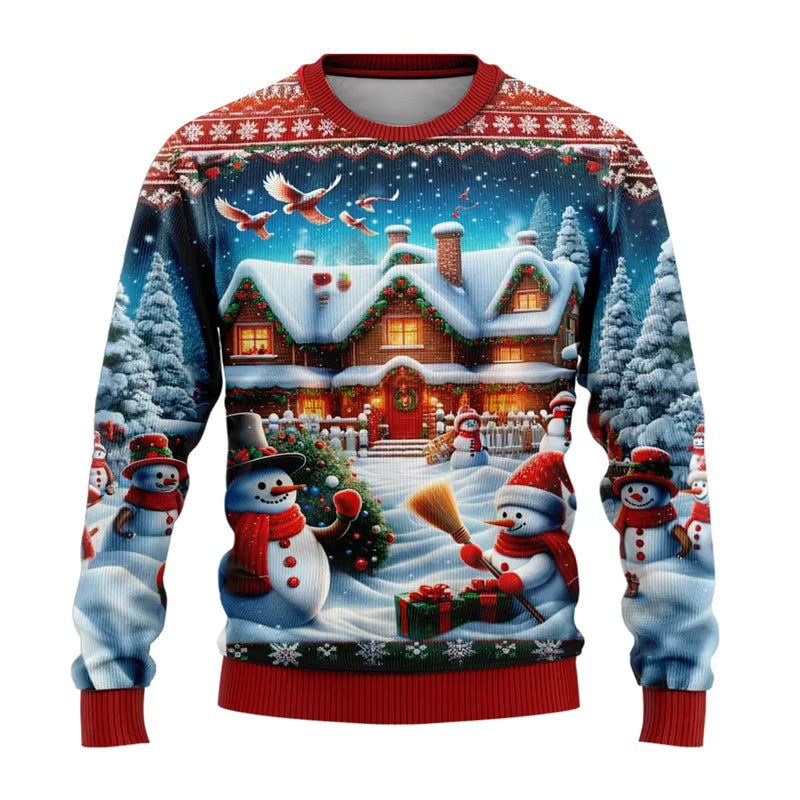 3D Snowman & Santa Sweatshirt | Unisex Polyester Festive Pullover | Steven & Levon