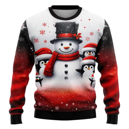 3D Snowman & Santa Sweatshirt | Unisex Polyester Festive Pullover | Steven & Levon