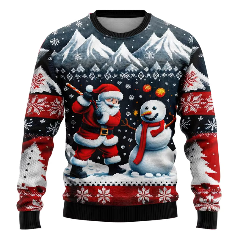 3D Snowman & Santa Sweatshirt | Unisex Polyester Festive Pullover | Steven & Levon