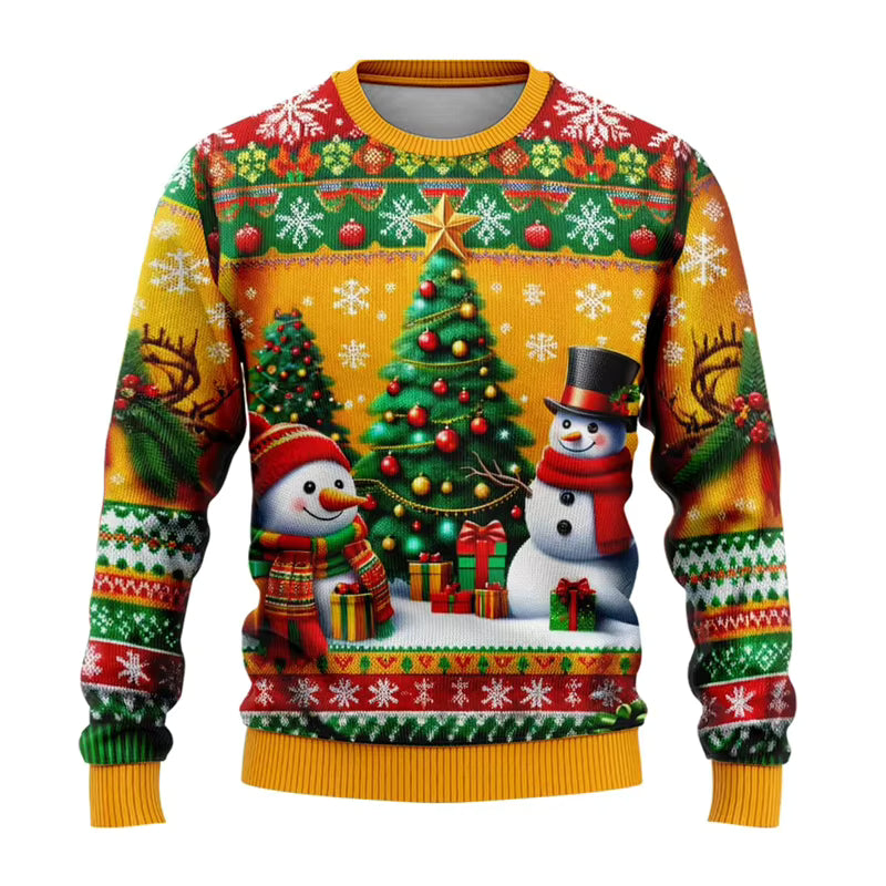 3D Snowman & Santa Sweatshirt | Unisex Polyester Festive Pullover | Steven & Levon
