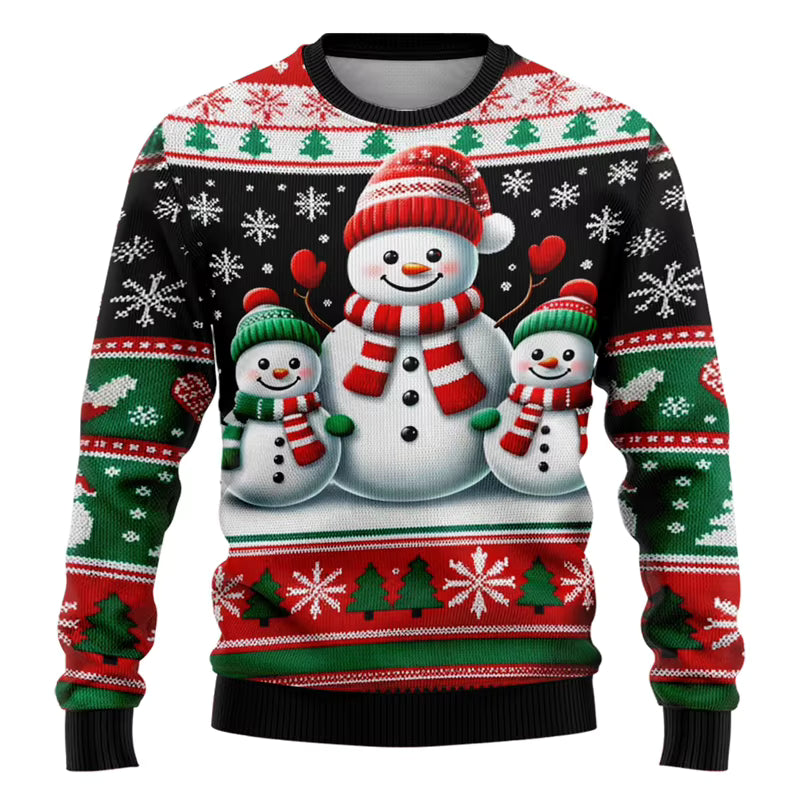 3D Snowman & Santa Sweatshirt | Unisex Polyester Festive Pullover | Steven & Levon