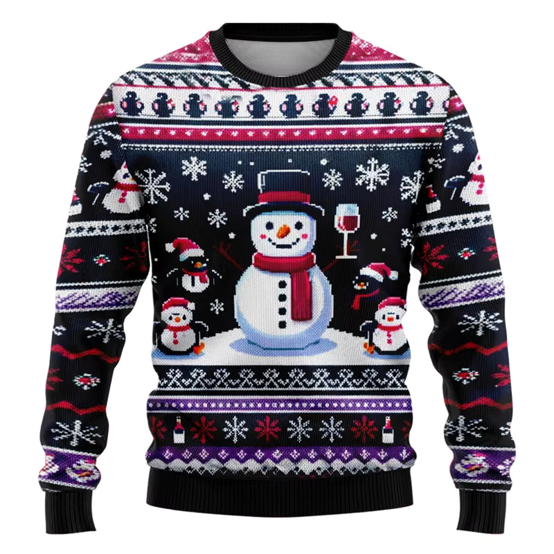 3D Snowman & Santa Sweatshirt | Unisex Polyester Festive Pullover | Steven & Levon