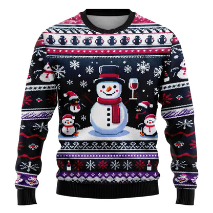 3D Snowman & Santa Sweatshirt | Unisex Polyester Festive Pullover | Steven & Levon