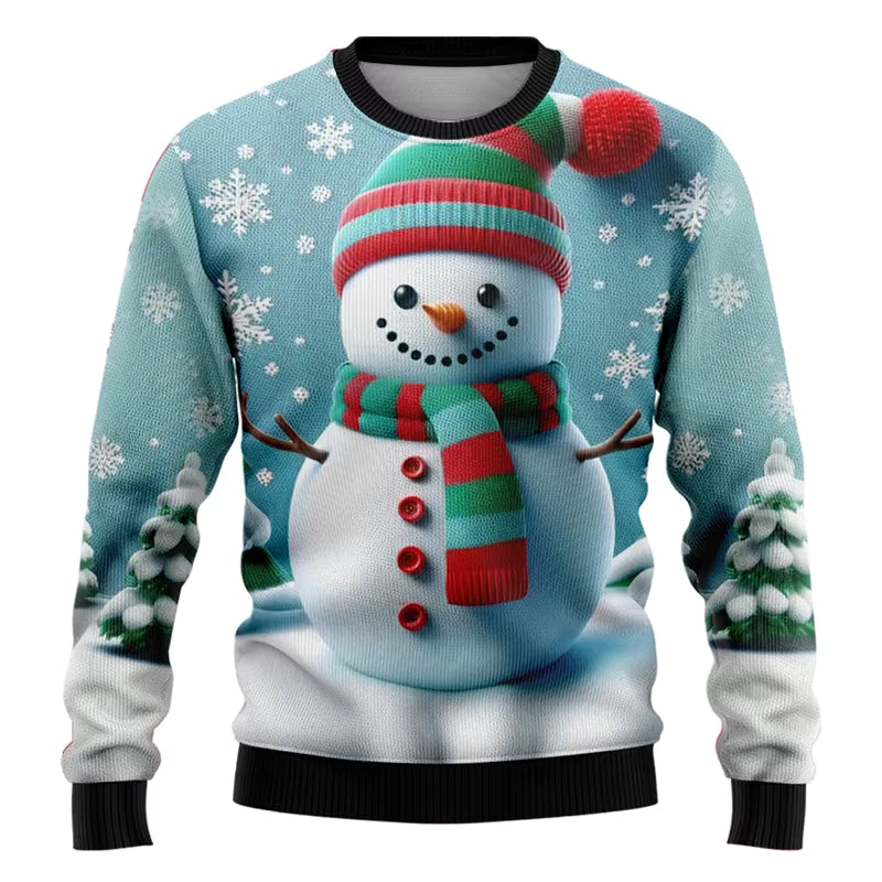 3D Snowman & Santa Sweatshirt | Unisex Polyester Festive Pullover | Steven & Levon