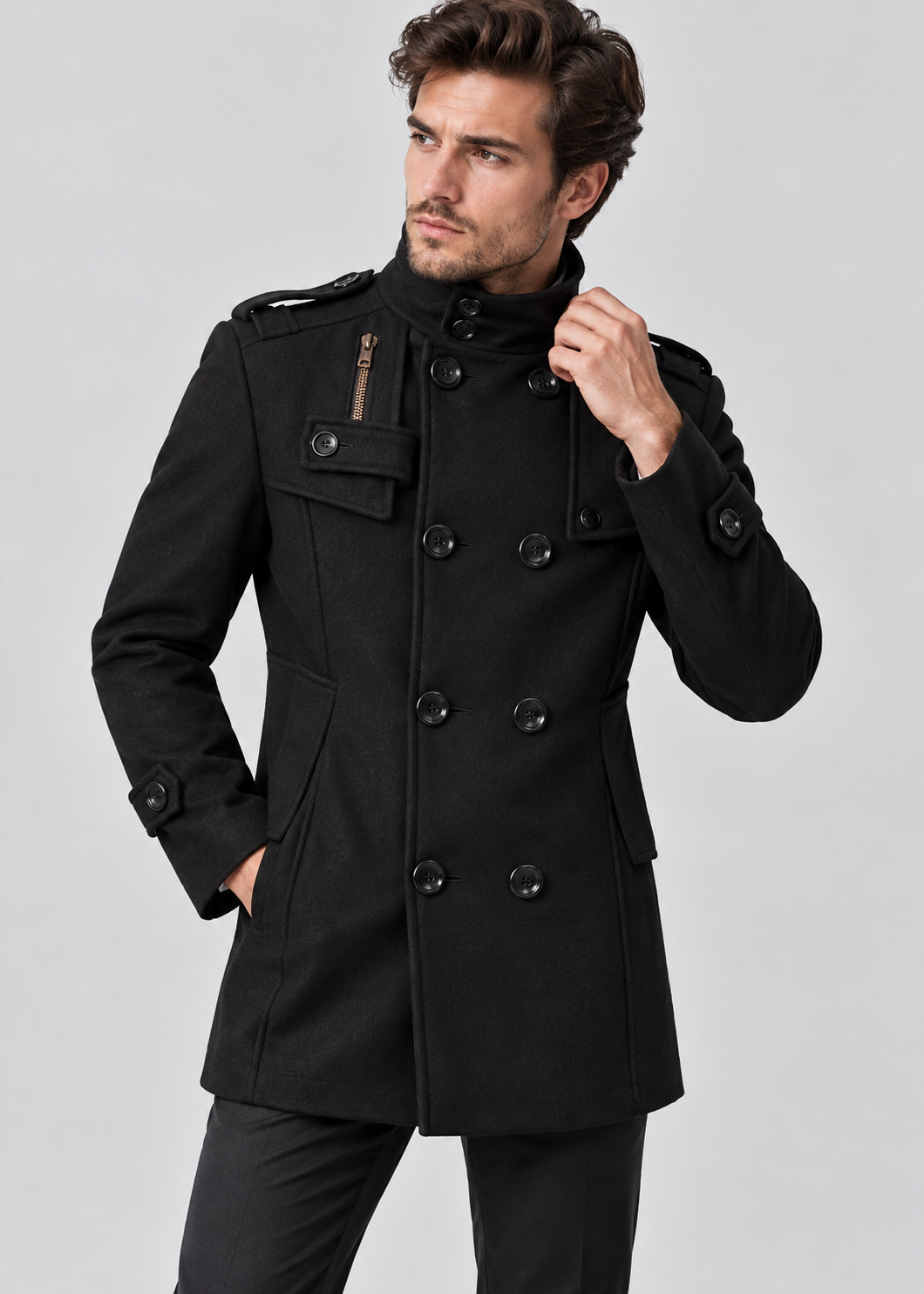 Long Wool Overcoat | Men Peacoat | Warm Windbreaker Tailored Casual Formal Outerwear | Steven & Levon