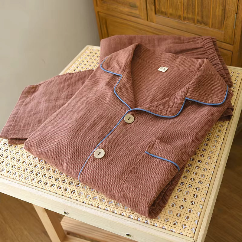 Cotton Sleepwear | Men's Pajama | Double-Layer Yarn | Long Sleeve | Loose Fit | Steven & Levon