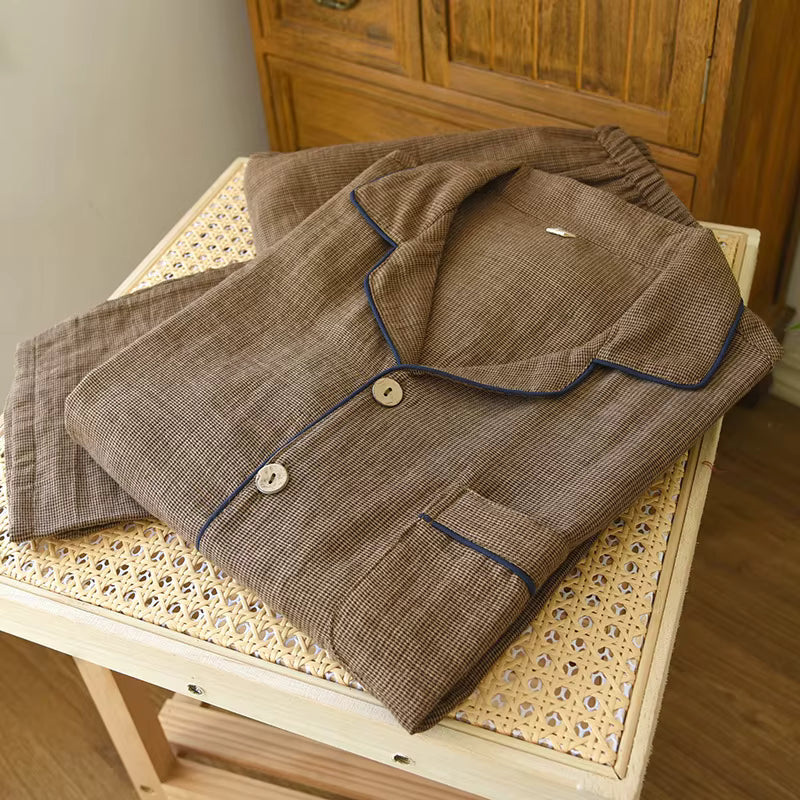 Cotton Sleepwear | Men's Pajama | Double-Layer Yarn | Long Sleeve | Loose Fit | Steven & Levon