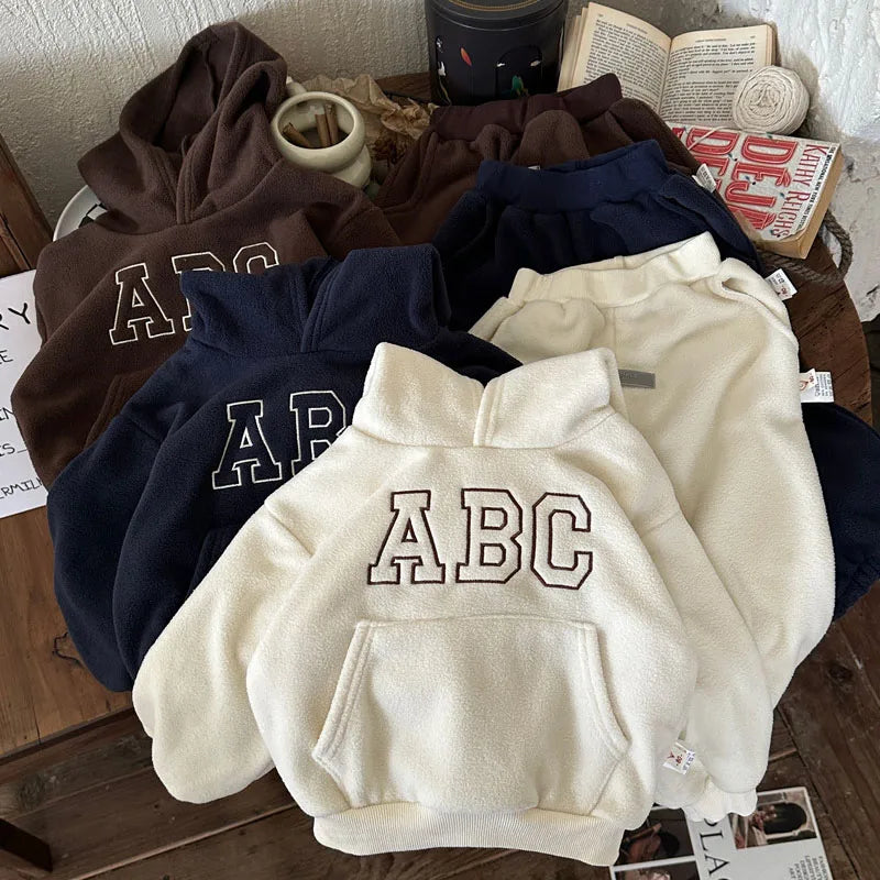 Boys Hoodie & Tracksuit Set | Fur Lined | 2-Piece Sweatshirt & Pants | Winter Wear | Steven & Levon