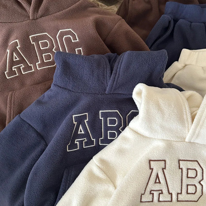 Boys Hoodie & Tracksuit Set | Fur Lined | 2-Piece Sweatshirt & Pants | Winter Wear | Steven & Levon