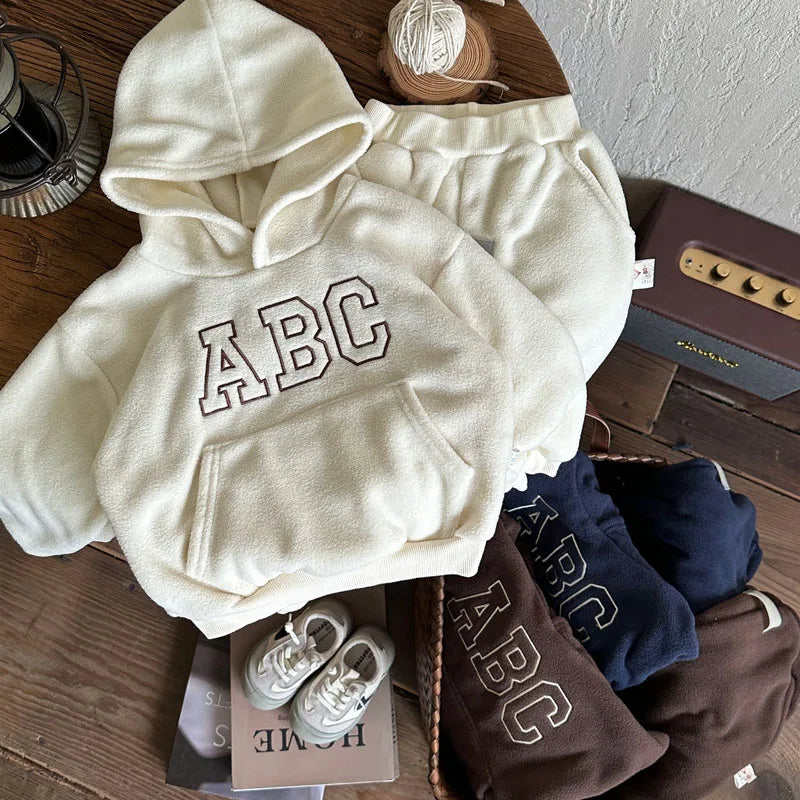 Boys Hoodie & Tracksuit Set | Fur Lined | 2-Piece Sweatshirt & Pants | Winter Wear | Steven & Levon