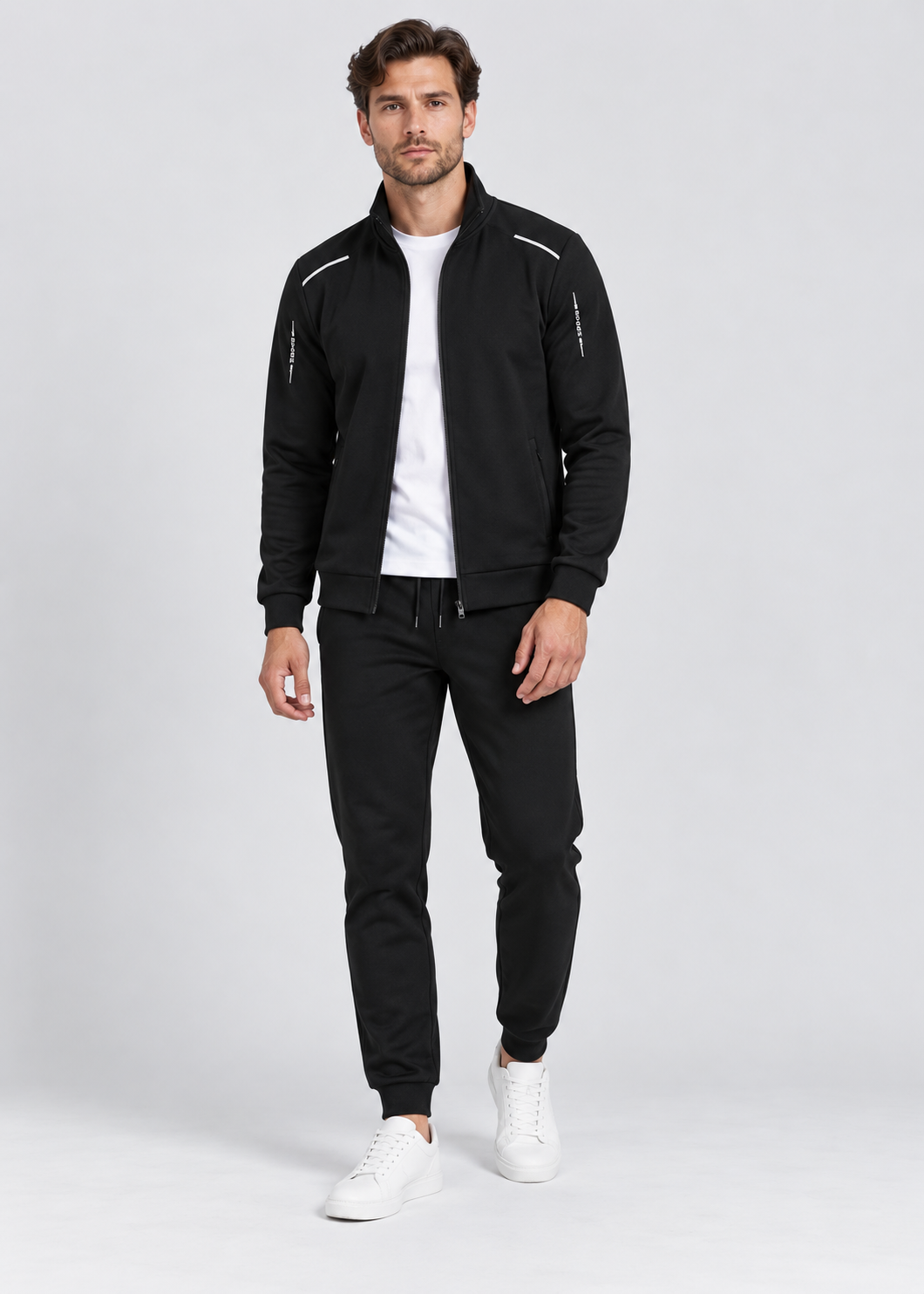 Mens Tracksuit | Zip Up Stand Collar | Casual Jacket and Jogger Trousers Two Piece Set | Steven & Levon