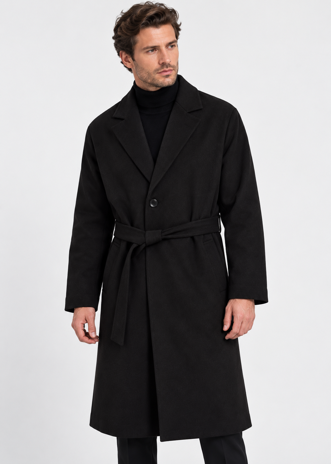 Wool Blend Overcoat | Men Peacoat | Loose Fit Single Breasted Korean Style Autumn Coat | Steven & Levon