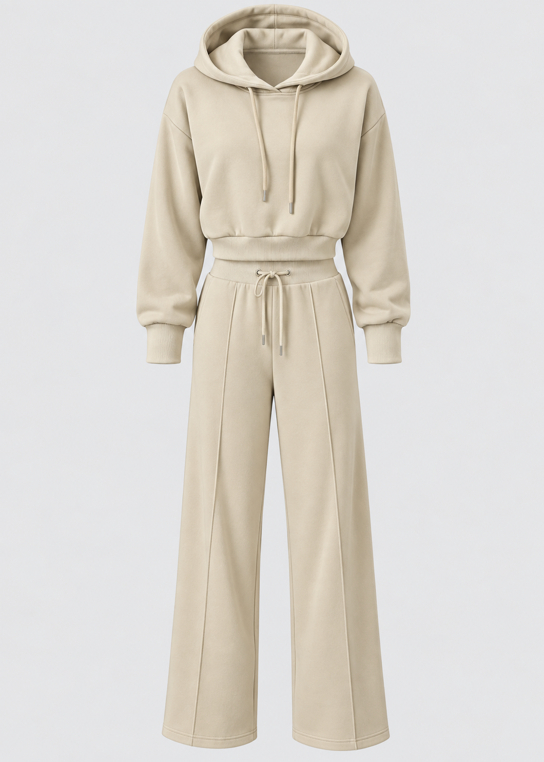 2-Piece Hooded Set | Women | Polyester | Wide-Leg Trousers | Casual Comfort | Steven & Levon