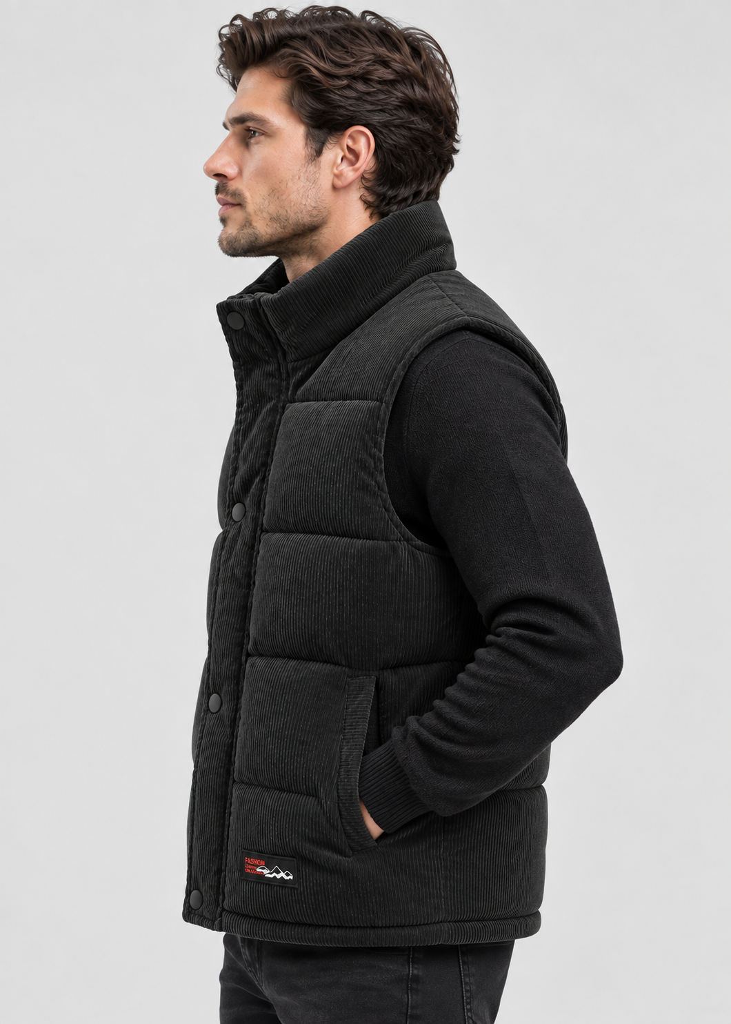 Men's Quilted Puffer Bodywarmer | Stand Collar | Sleeveless Zip Gilet | Insulated Vest | Steven & Levon