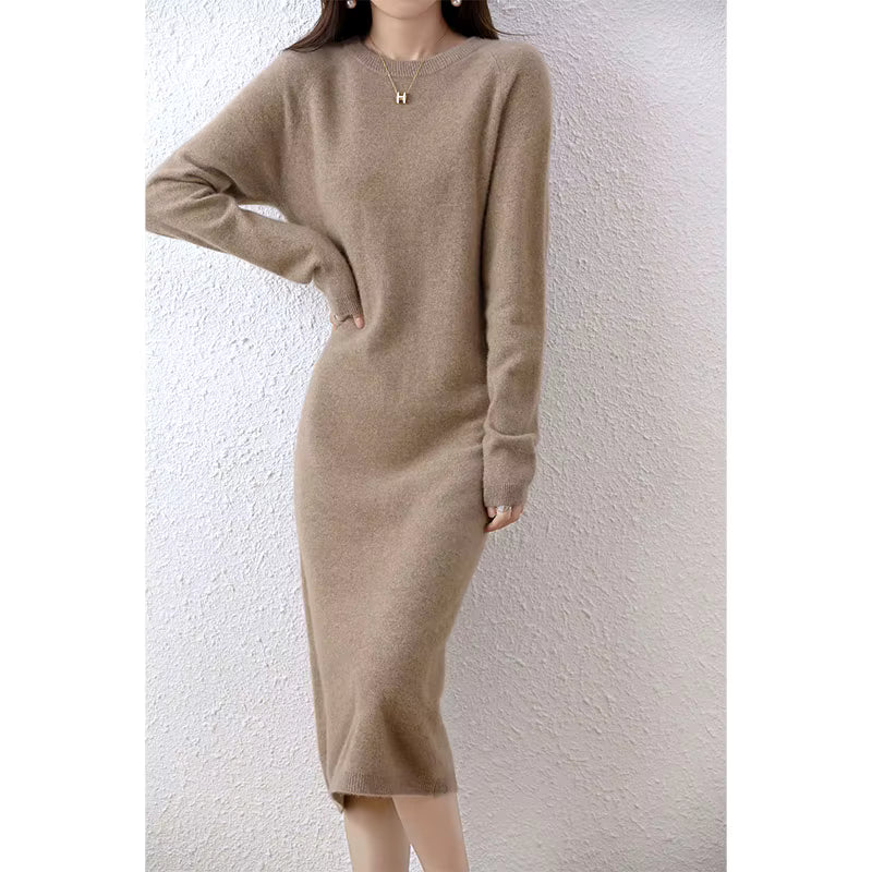Women's Knitted Sweater Dress | Merino Wool | Long Sleeve | Camel | Winter | Steven & Levon