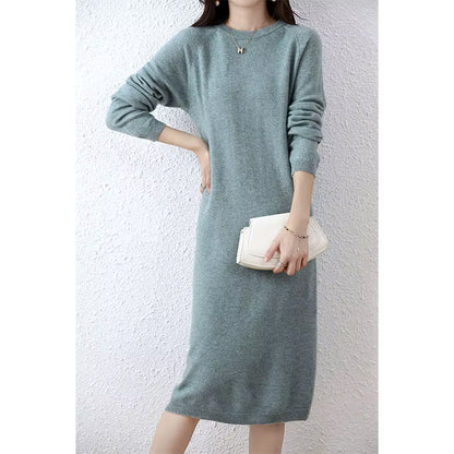 Women's Knitted Sweater Dress | Merino Wool | Long Sleeve | Camel | Winter | Steven & Levon