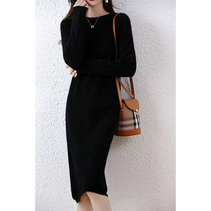 Women's Knitted Sweater Dress | Merino Wool | Long Sleeve | Camel | Winter | Steven & Levon