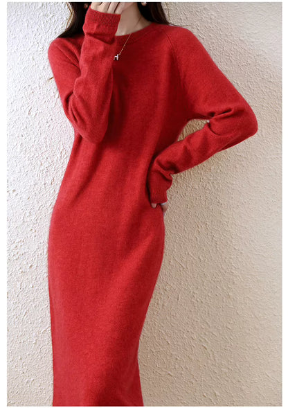 Women's Knitted Sweater Dress | Merino Wool | Long Sleeve | Camel | Winter | Steven & Levon