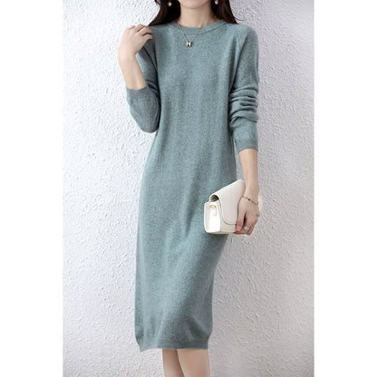 Women's Knitted Sweater Dress | Merino Wool | Long Sleeve | Camel | Winter | Steven & Levon