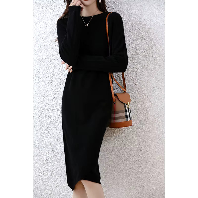 Women's Knitted Sweater Dress | Merino Wool | Long Sleeve | Camel | Winter | Steven & Levon