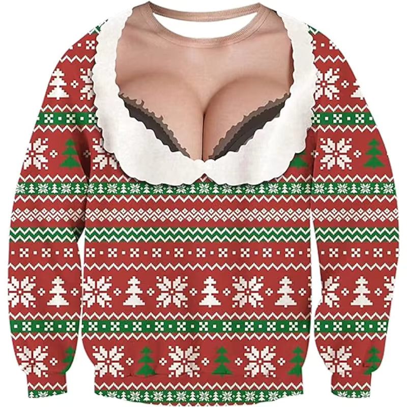 3D Muscle Christmas Sweatshirt | Men's Festive Cosplay Pullover | Soft Fabric | Steven & Levon