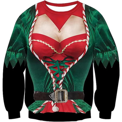 3D Muscle Christmas Sweatshirt | Men's Festive Cosplay Pullover | Soft Fabric | Steven & Levon
