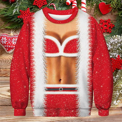 3D Muscle Christmas Sweatshirt | Men's Festive Cosplay Pullover | Soft Fabric | Steven & Levon