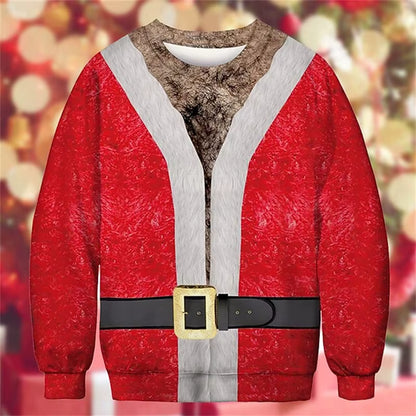 3D Muscle Christmas Sweatshirt | Men's Festive Cosplay Pullover | Soft Fabric | Steven & Levon