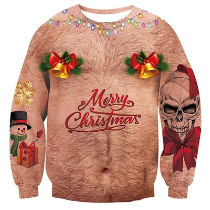 3D Muscle Christmas Sweatshirt | Men's Festive Cosplay Pullover | Soft Fabric | Steven & Levon