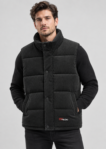 Men's Quilted Puffer Bodywarmer | Stand Collar | Sleeveless Zip Gilet | Insulated Vest | Steven & Levon