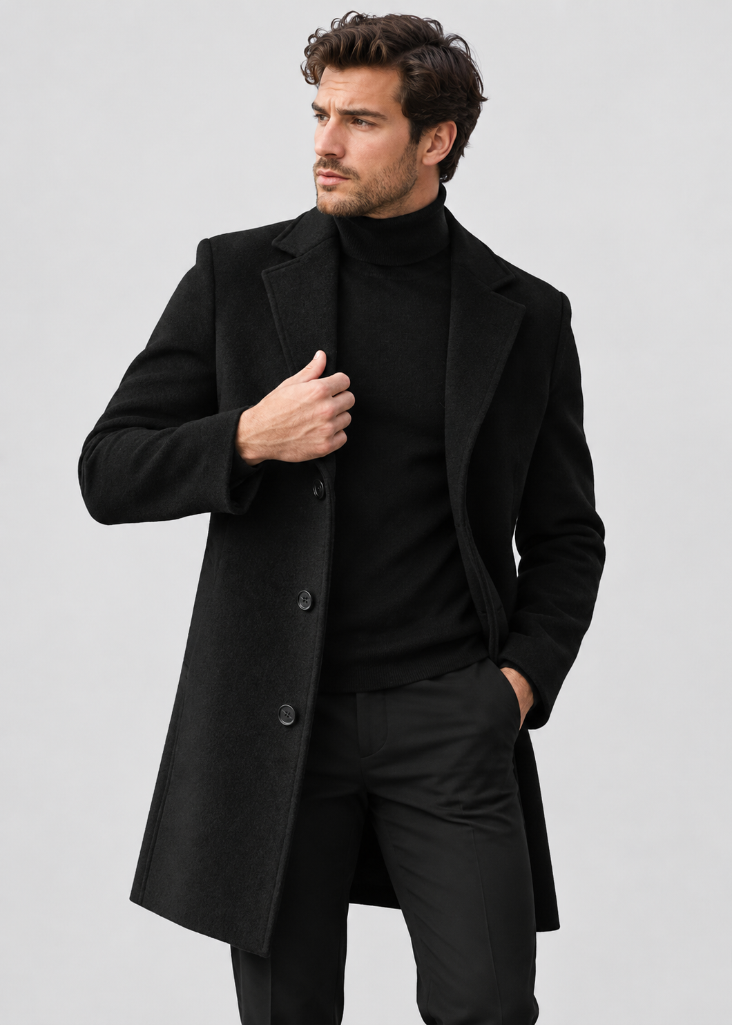 Warm Winter Coat | Wool Blend Casual Business Overcoat | Men Peacoat | Steven & Levon