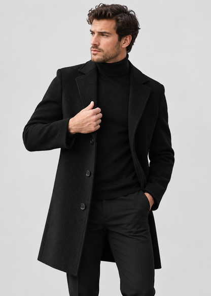 Warm Winter Coat | Wool Blend Casual Business Overcoat | Men Peacoat | Steven & Levon
