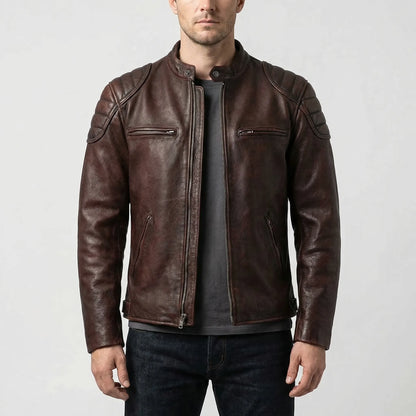 Motogrove - Slim Fit Vintage Biker Jacket  Motorcycle Riding Wear