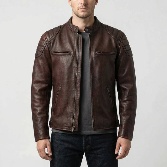 Motogrove - Slim Fit Vintage Biker Jacket  Motorcycle Riding Wear